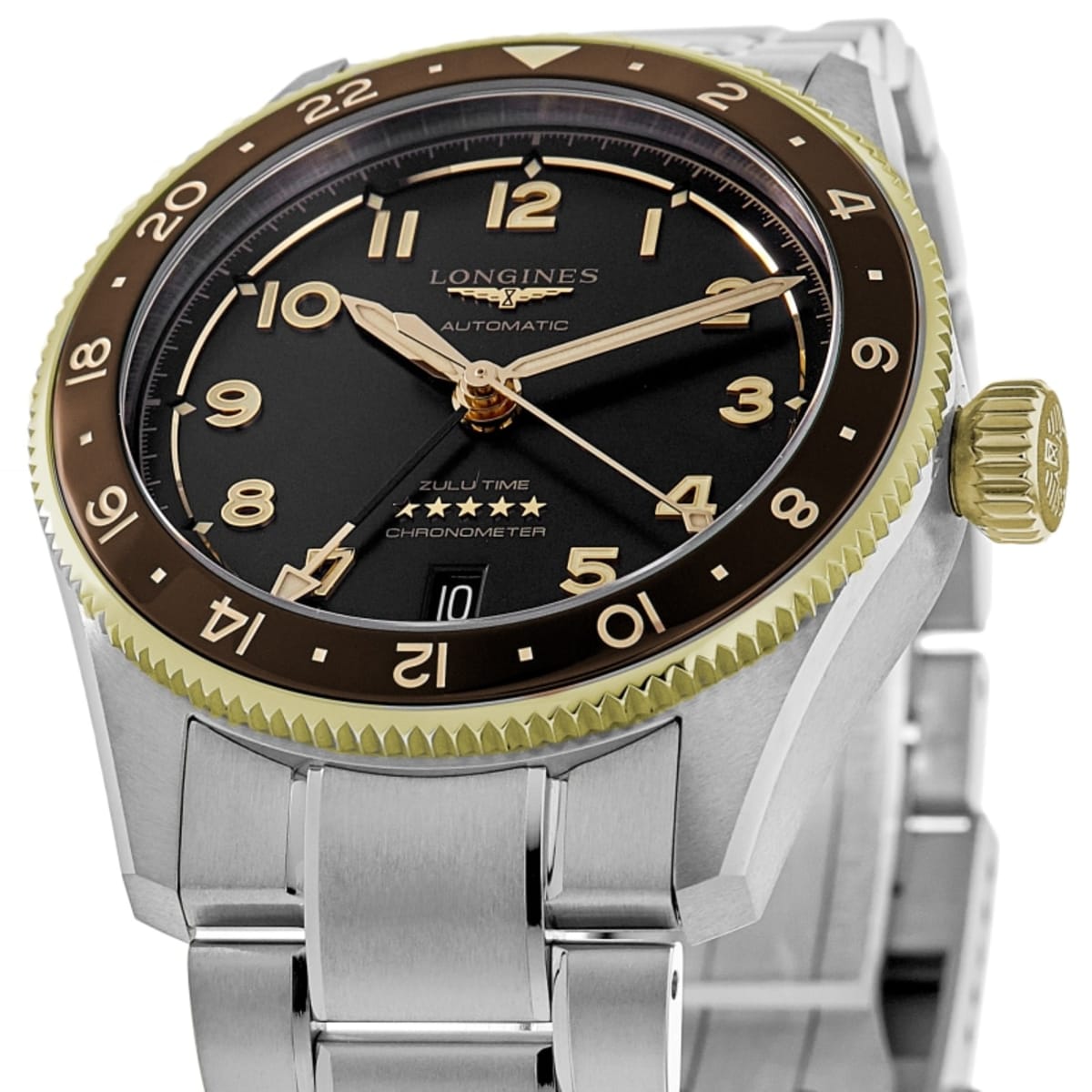 Longines Spirit Zulu Time L3.802.5.53.6 Yellow Gold & Stainless Steel 2