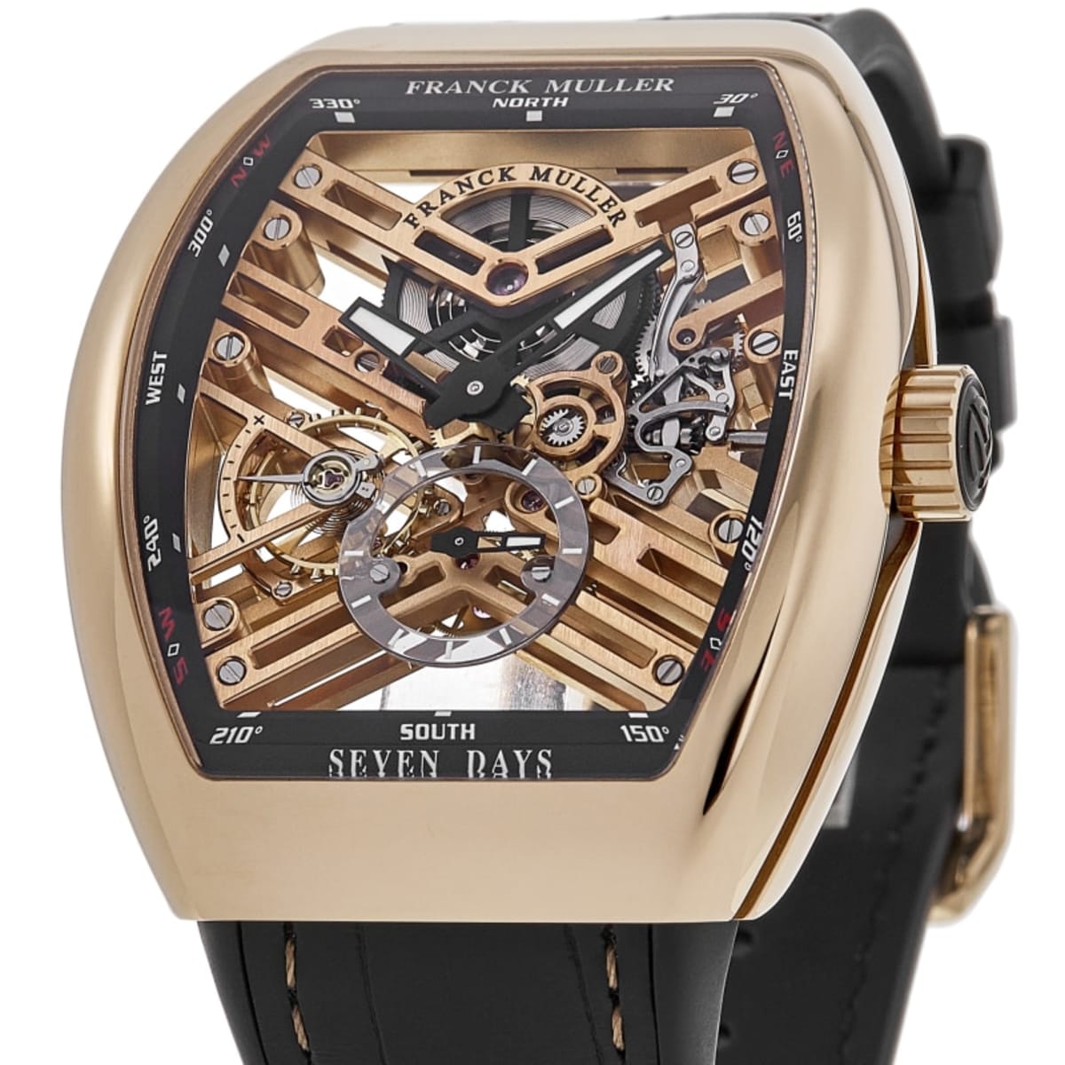 Franck Muller Vanguard 7 Day Power Reserve Skeleton V 45 S6 SQT (NR) 5N Rose Gold 2