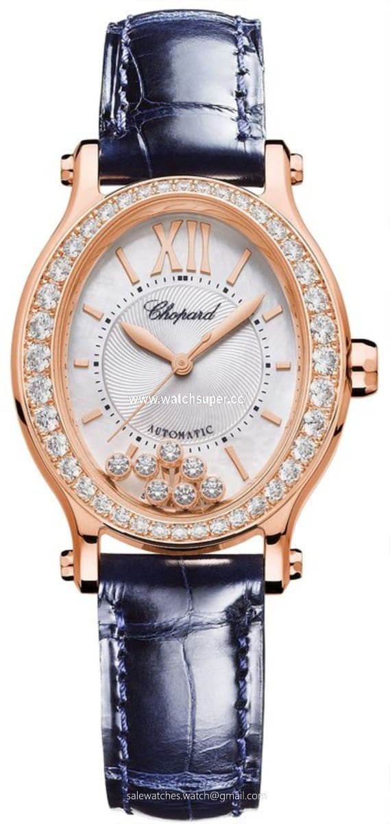Chopard Happy Sport Oval 7 Floating Diamonds 275362-5002 Rose Gold Watch
