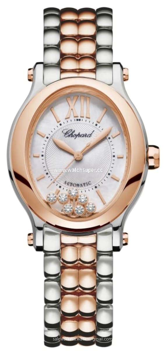 Chopard Happy Sport Oval 7 Floating Diamonds 278602-6002 Rose Gold & Stainless Steel Watch