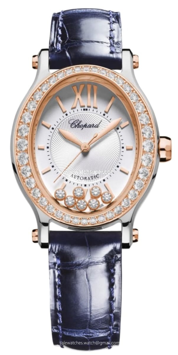 Chopard Happy Sport Oval 7 Floating Diamonds 278602-6003 Rose Gold & Stainless Steel Watch