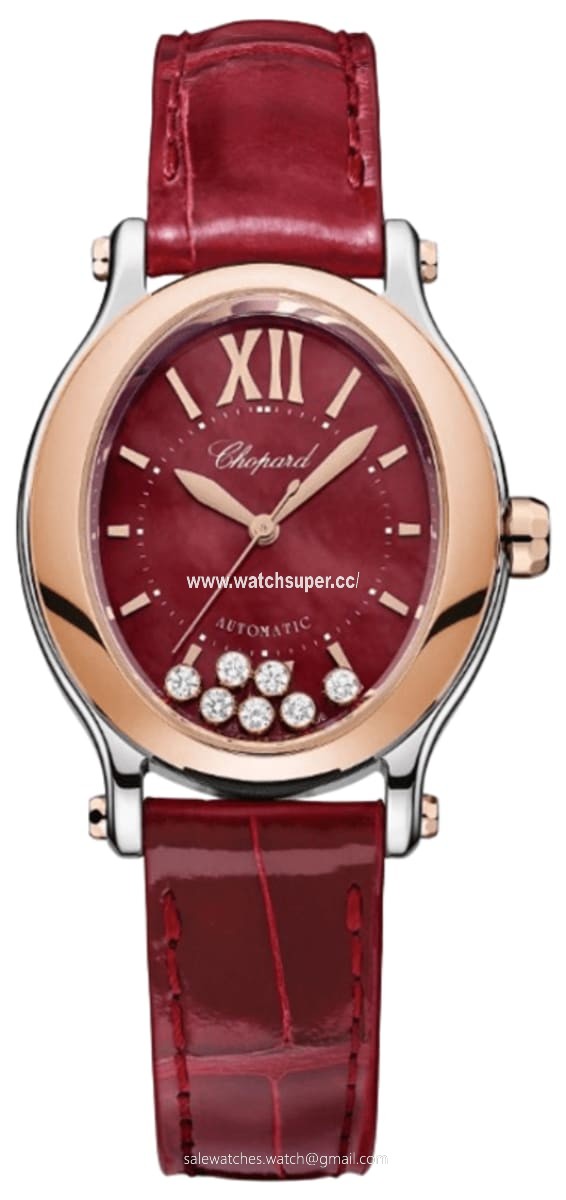 Chopard Happy Sport Oval 7 Floating Diamonds 278602-6006 Rose Gold & Stainless Steel Watch