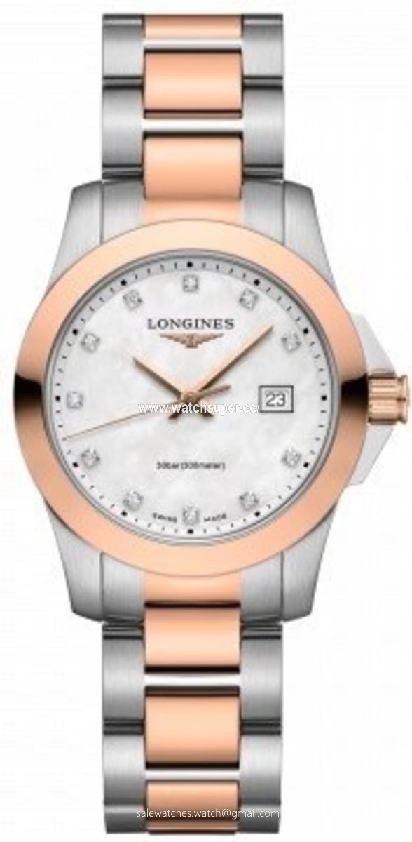 Longines Conquest Quartz L3.376.3.88.7 Rose Gold & Stainless Steel Watch